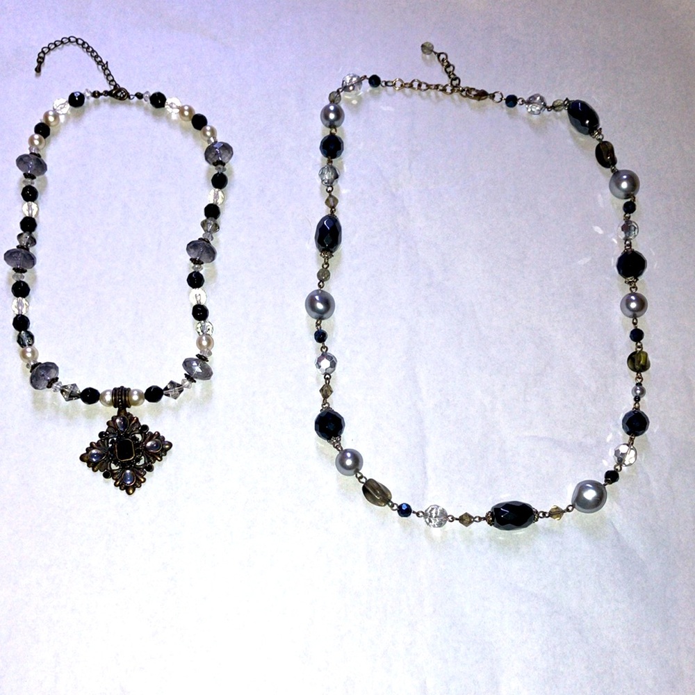 Black and Grey Necklace Lot - 2 Necklaces